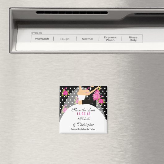 Bloemenbruid & bruidegom sparen de datummagneet magneet (Insitu (Vaatwasser))