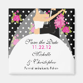 Bloemenbruid & bruidegom sparen de datummagneet magneet (Voorkant)