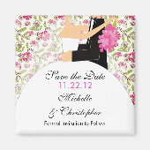 Bloemenbruid & bruidegom sparen de datummagneet magneet (Voorkant)