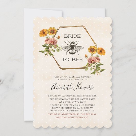 Bloemenbruid tot bruids douche uitnodiging (Voorkant)