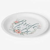 Bloemenbruid wordt papieren Borden, roze rozen blu Papieren Bordje (Gekanteld)