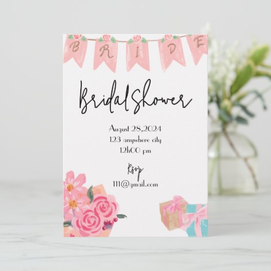 BLOEMENBRUIDS DOUCHE UITNODIGING (Staand voorkant)