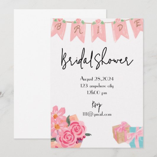 BLOEMENBRUIDS DOUCHE UITNODIGING (Voorkant / Achterkant)