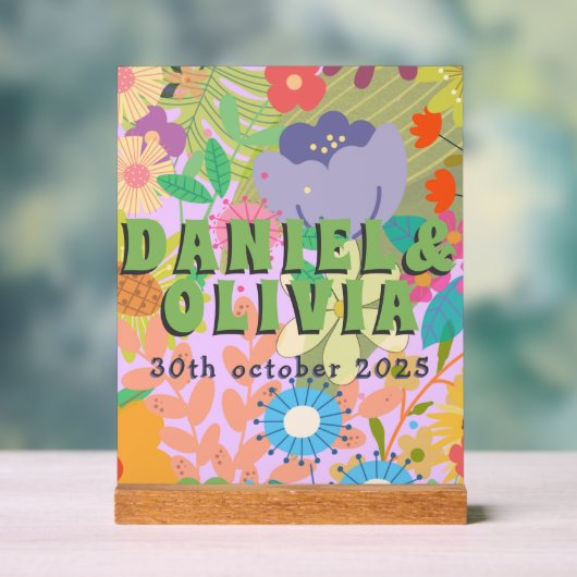 bloemenbruiloft acryl bord (Neutraal)