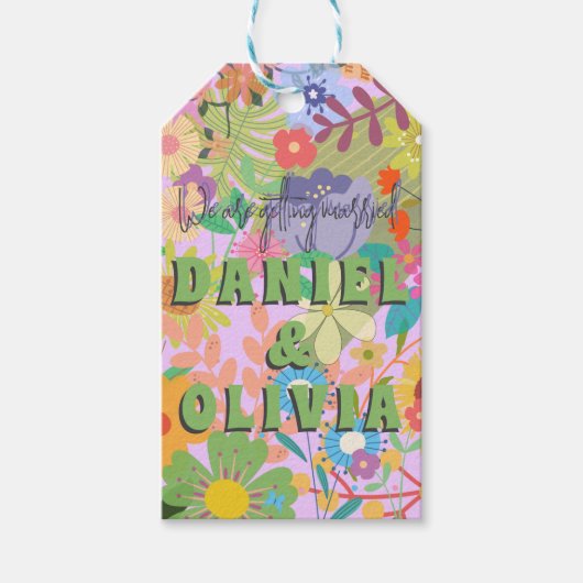 bloemenbruiloft cadeaulabel (Voorkant)