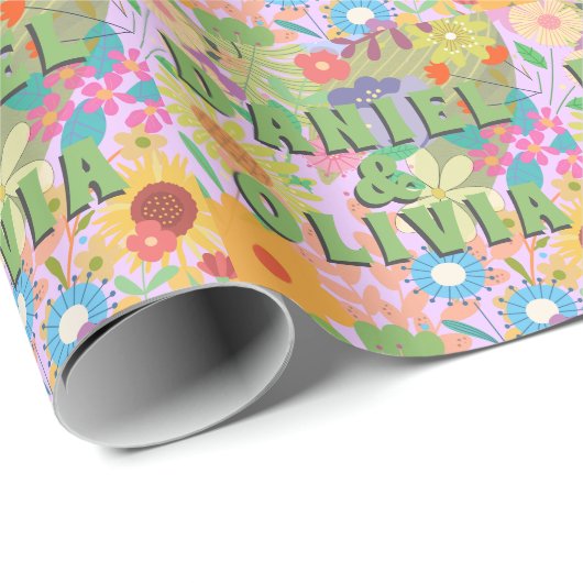 bloemenbruiloft cadeaupapier (Rol Hoek)