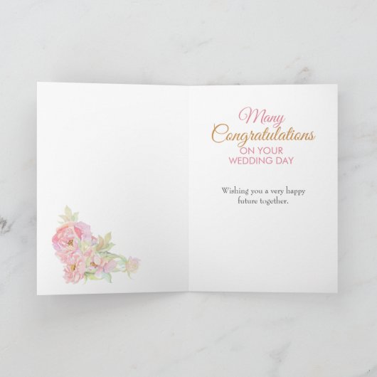 Bloemenbruiloft dag gefeliciteerd kaart (Binnen)