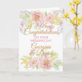 Bloemenbruiloft dag gefeliciteerd kaart (Gele Bloem)