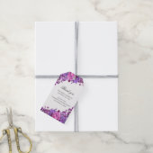 Bloemenbruiloft dank u. Roze en paarse bloemen Cadeaulabel (Met Touw)