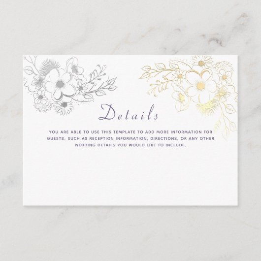 bloemenbruiloft Details Informatiekaartje (Voorkant)
