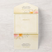 Bloemenbruiloft Elegant Gold Cream Waterverf All In One Uitnodiging (Buitenkant)