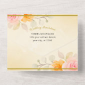 Bloemenbruiloft Elegant Gold Cream Waterverf All In One Uitnodiging (Achterkant)