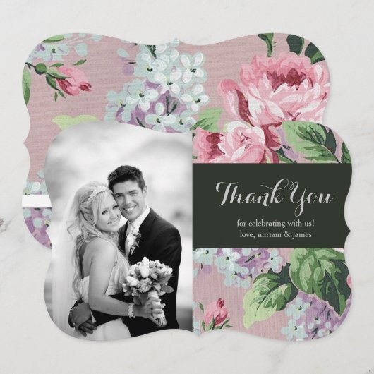 bloemenbruiloft foto dank u kaart (Voorkant / Achterkant)