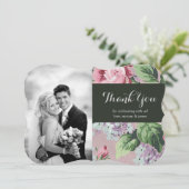  bloemenbruiloft foto dank u kaart (Staand voorkant)