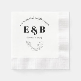 Bloemenbruiloft Initialen en datum Servet