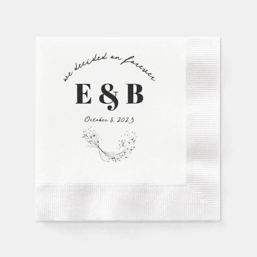 Bloemenbruiloft Initialen en datum Servet (Voorkant)