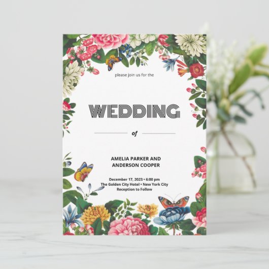  bloemenbruiloft kaart (Staand voorkant)