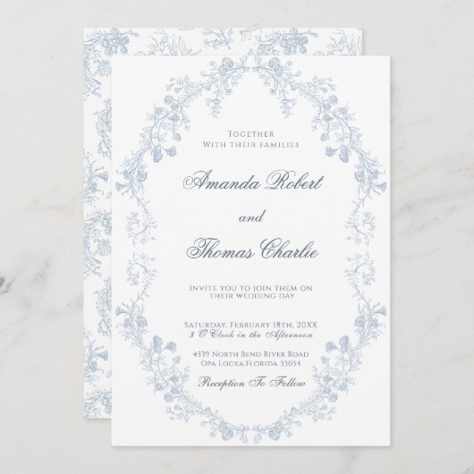 bloemenbruiloft kaart (Voorkant / Achterkant)