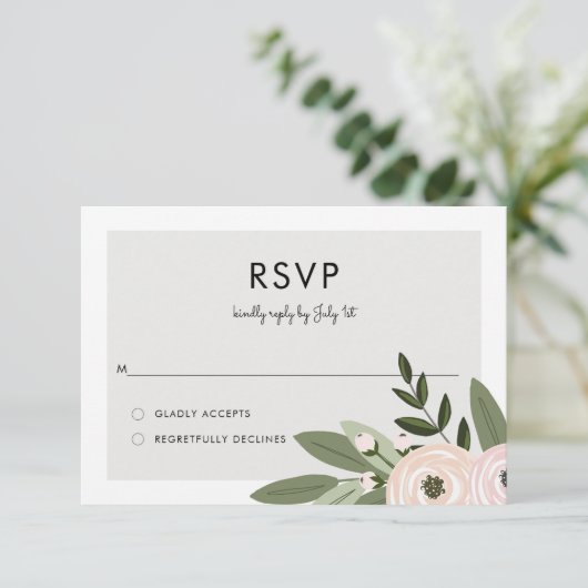 Bloemenbruiloft lente RSVP (Staand voorkant)