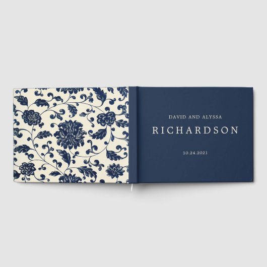  bloemenbruiloft | Marine en Cream Gastenboek (Volledig)