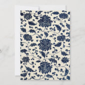 bloemenbruiloft | Marine en Cream Kaart (Achterkant)