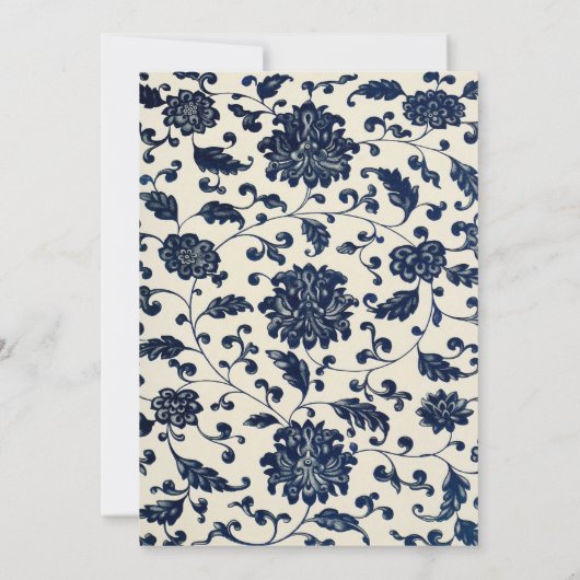 bloemenbruiloft | Marine en Cream Kaart (Achterkant)