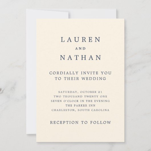  bloemenbruiloft | Marine en Cream Kaart (Voorkant)