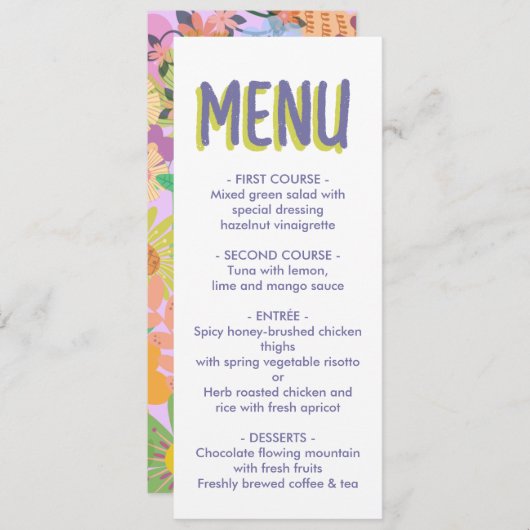 bloemenbruiloft menu (Voorkant / Achterkant)