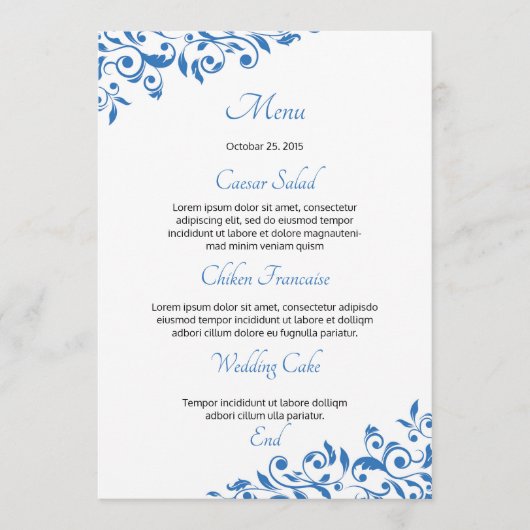 Bloemenbruiloft Menu Kaart (Voorkant)