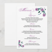 Bloemenbruiloft Menu Kaart (Voorkant / Achterkant)