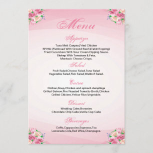 Bloemenbruiloft Menu Kaart