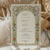  Bloemenbruiloft met Rozen &  Goud Folie Uitnodiging