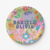 bloemenbruiloft papieren bordje (Voorkant)