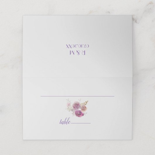 bloemenbruiloft plaatskaartje (Buitenkant ongevouwen)