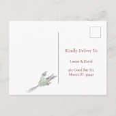 Bloemenbruiloft RSVP Briefkaart met lavendel (Achterkant)