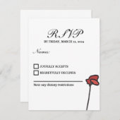 Bloemenbruiloft RSVP Kaart Rood en Roze Poppies (Voorkant / Achterkant)