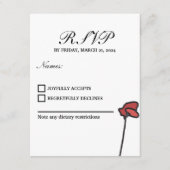 Bloemenbruiloft RSVP Kaart Rood en Roze Poppies (Voorkant)