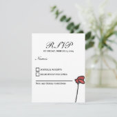 Bloemenbruiloft RSVP Kaart Rood en Roze Poppies (Staand voorkant)
