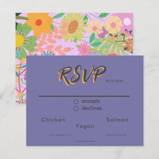 bloemenbruiloft RSVP kaartje (Voorkant / Achterkant)