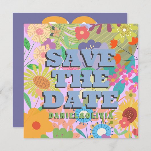 bloemenbruiloft save the date (Voorkant / Achterkant)