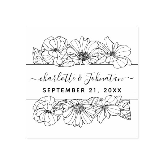 Bloemenbruiloft Save the Date Elegant Rubberstempel (Afrduk)
