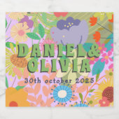 bloemenbruiloft sparkling wijnetiket (Enkel label)