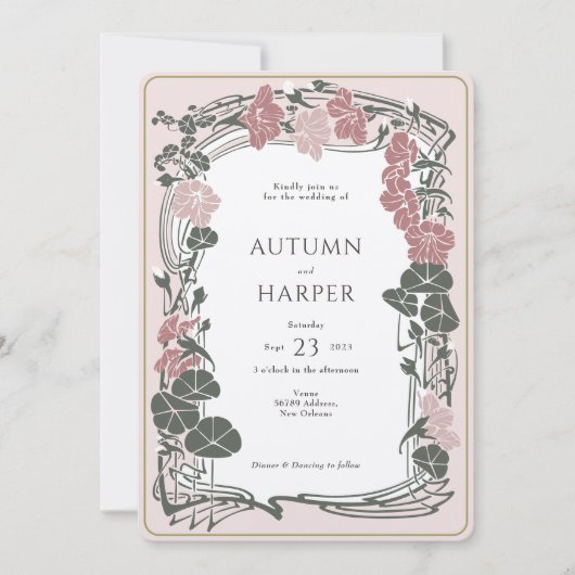  bloemenbruiloft stoffig Roos salie Kaart (Voorkant)