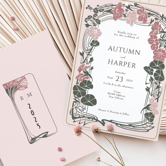  bloemenbruiloft stoffig Roos salie Kaart