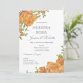 Bloemenbruiloft uitnodigen in het Spaans Kaart (Staand voorkant)