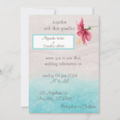 Bloemenbruiloft uitnodiging in beige en blauw (Voorkant)