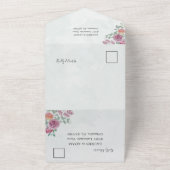 bloemenbruiloft Waterverf Bourgondië & Burnt Sinaa All In One Uitnodiging (Buitenkant)