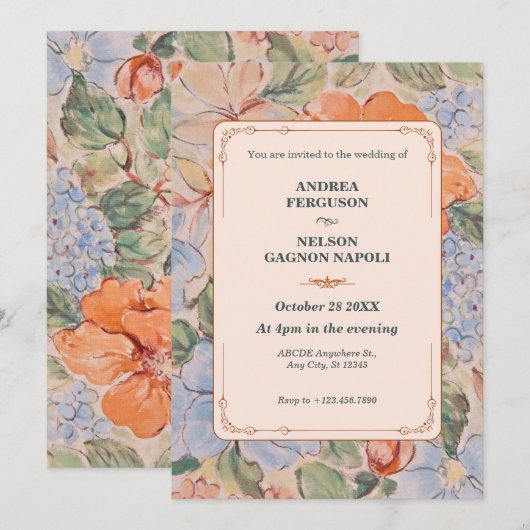  bloemenbruiloft waterverf kaart (Voorkant / Achterkant)