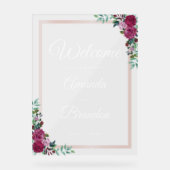 Bloemenbruiloft Welkom wit script Acryl teken Bord (Voorkant)