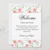 Bloemenbruiloft welkomsttas Letter & Timeline Kaar Kaart (Voorkant)